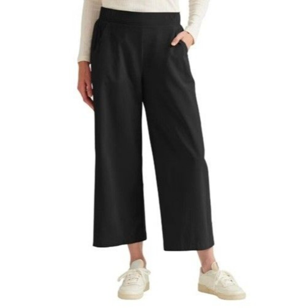 Eddie Bauer Women's Traveler Wide Leg Crop Pants XS Black NWT